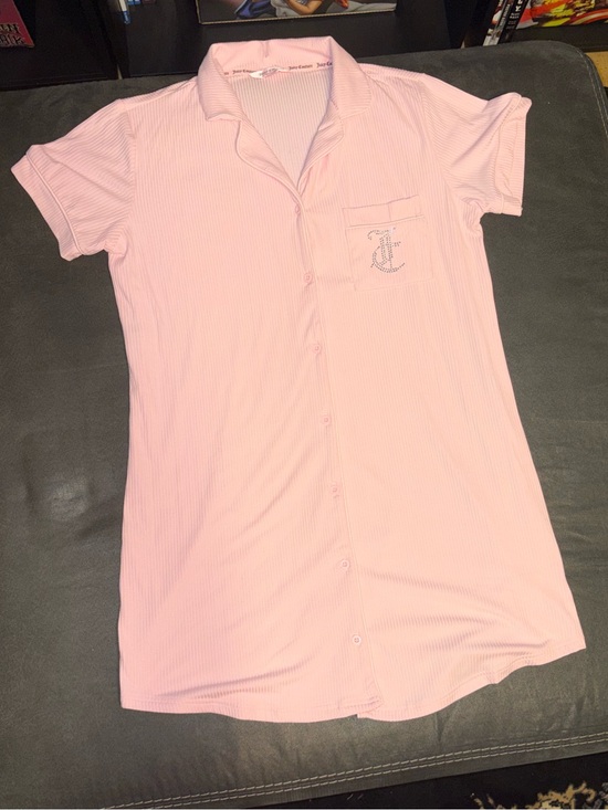 Juicy Couture Other - Juicy Couture Bling Light Pink Short Sleeve Button-Down Nightshirt